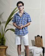 Blue Fish Print Shirt