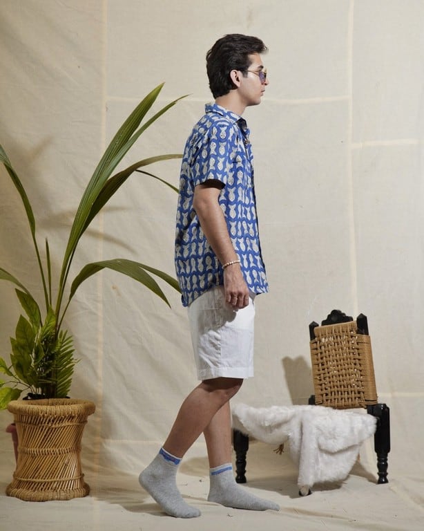 Blue Fish Print Shirt