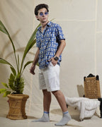 Blue Fish Print Shirt