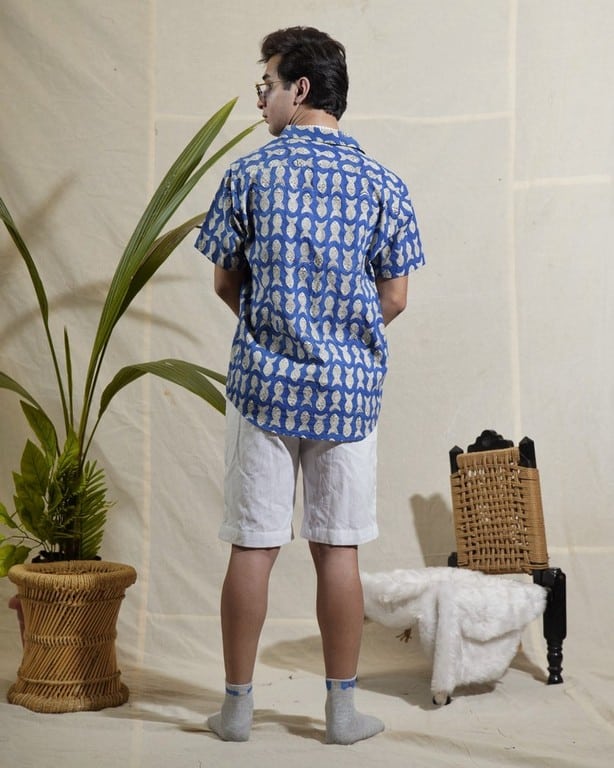 Blue Fish Print Shirt