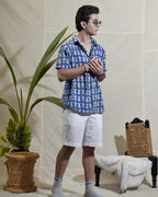 Blue Fish Print Shirt