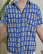 Blue Fish Print Shirt