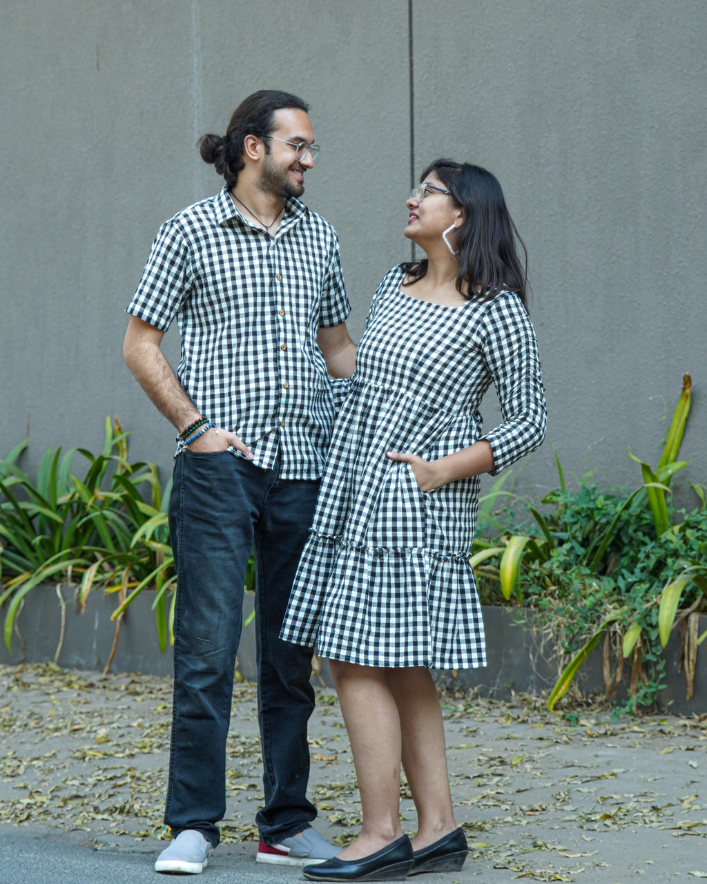 Ikat Checkered Couple Set