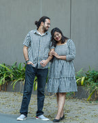 Ikat Checkered Short Dress