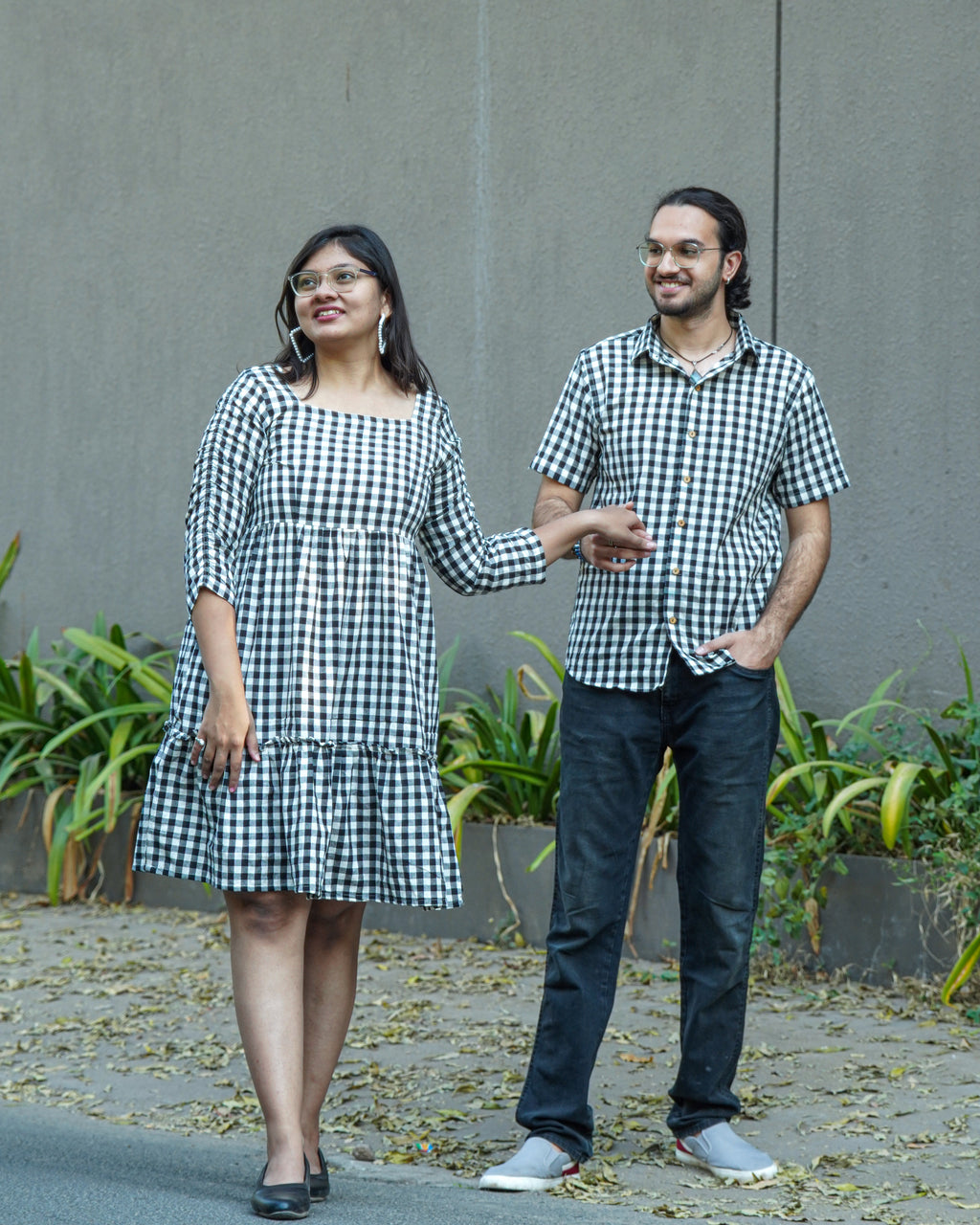 Ikat Checkered Short Dress