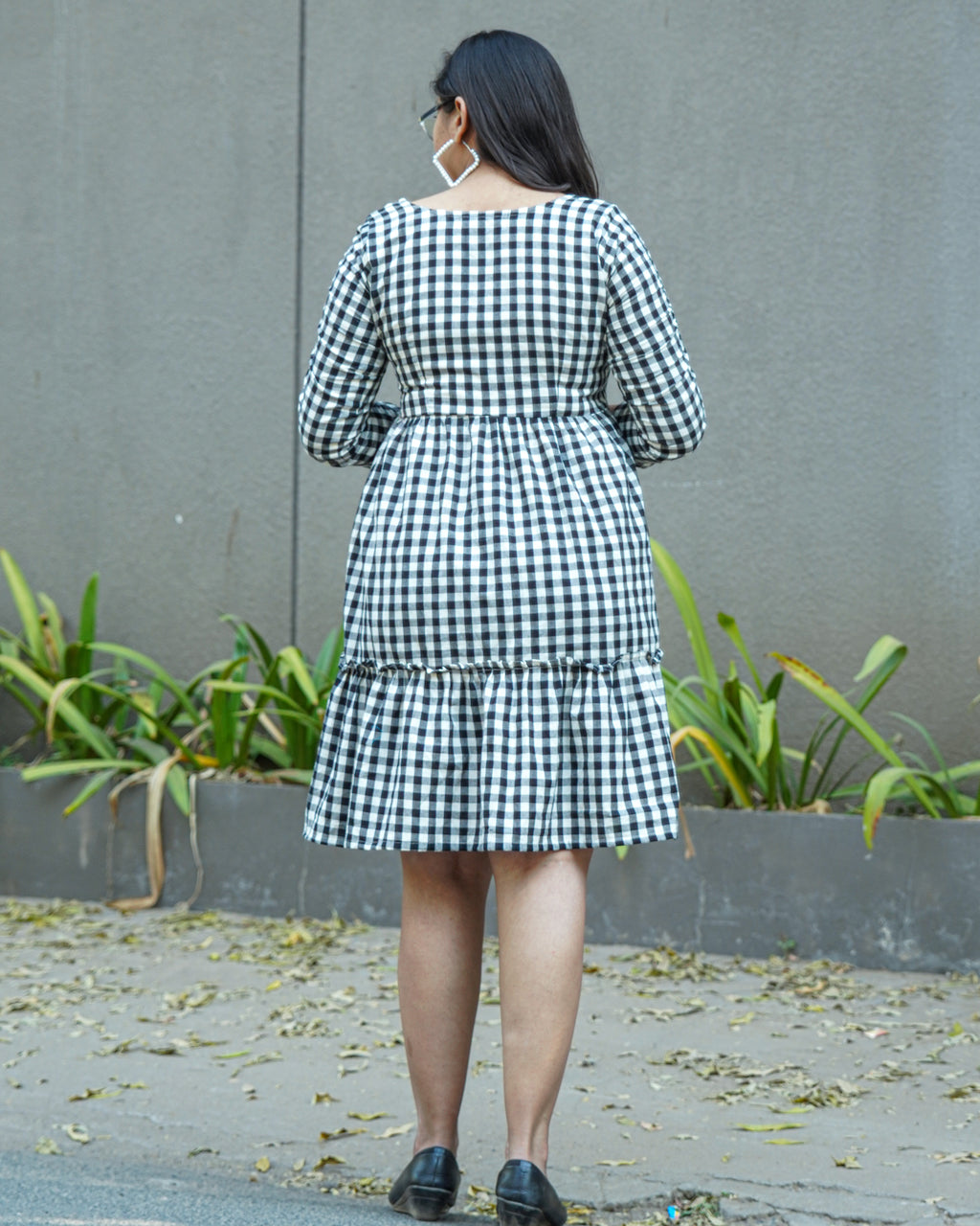 Ikat Checkered Short Dress