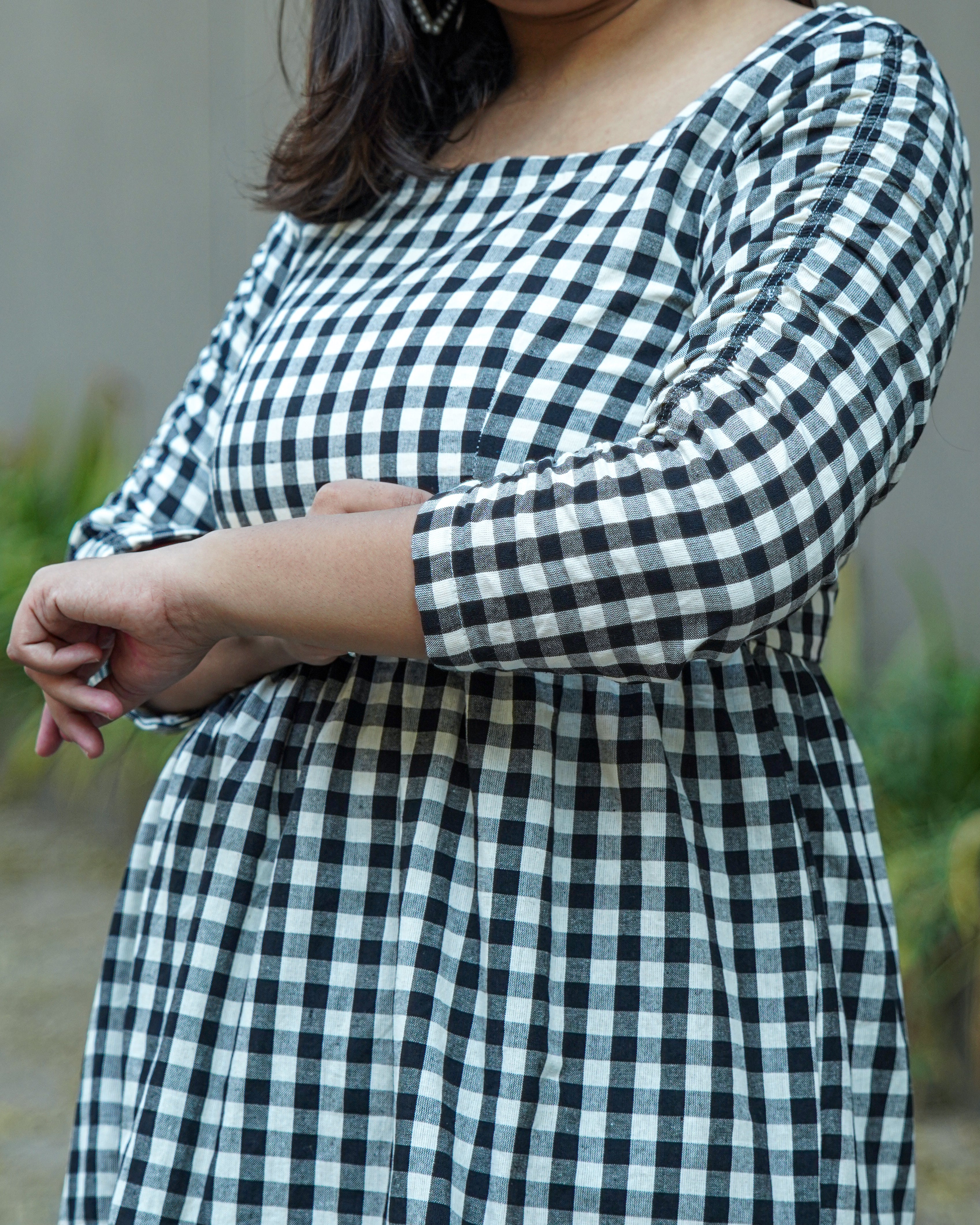 Ikat Checkered Short Dress