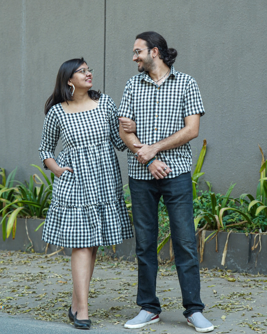 Ikat Checkered Short Dress