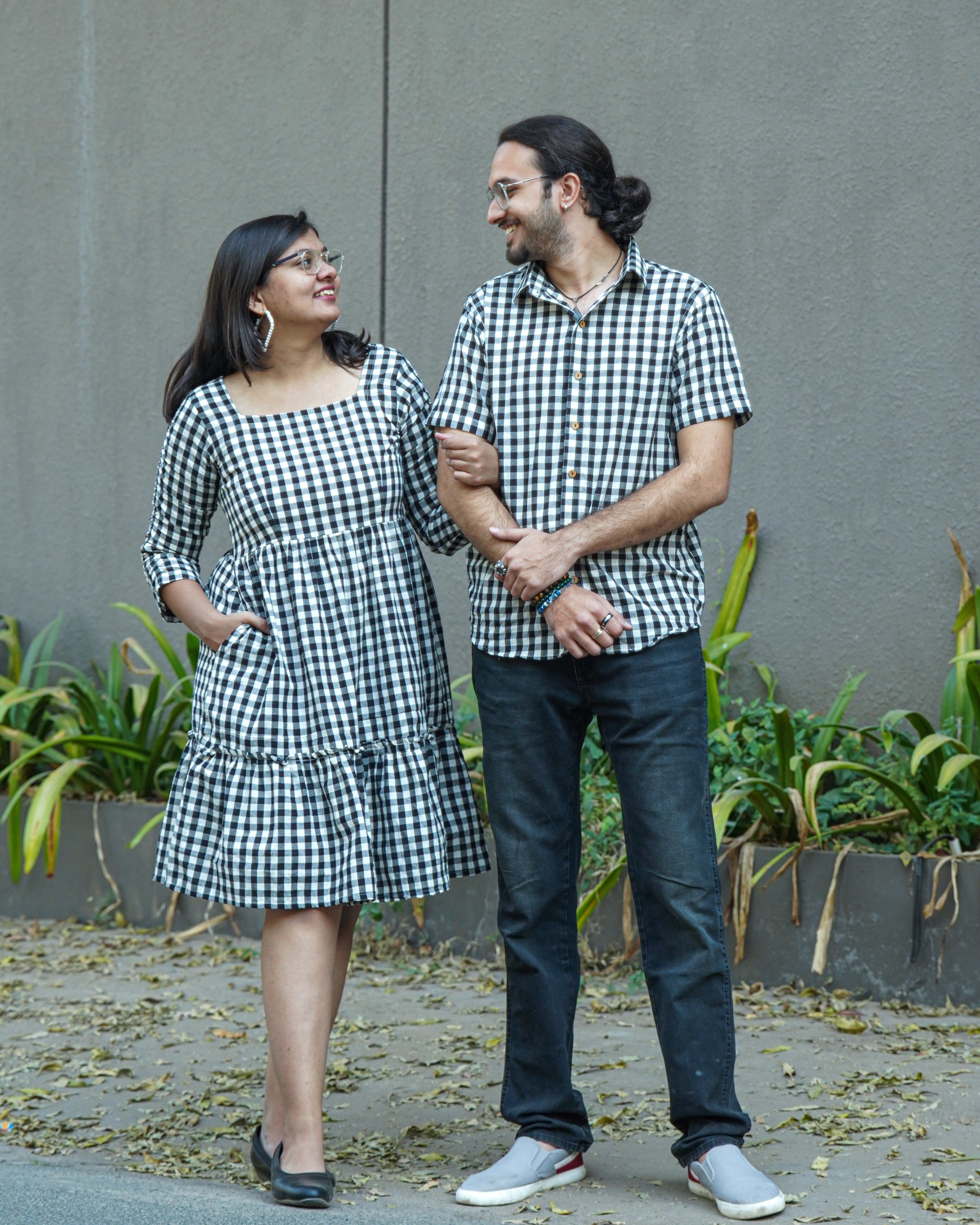 Ikat Checkered Short Dress