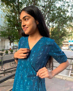 Starry Blue Ikat Wrap Nursing Dress