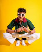 Bottle Green Contrast Shirt