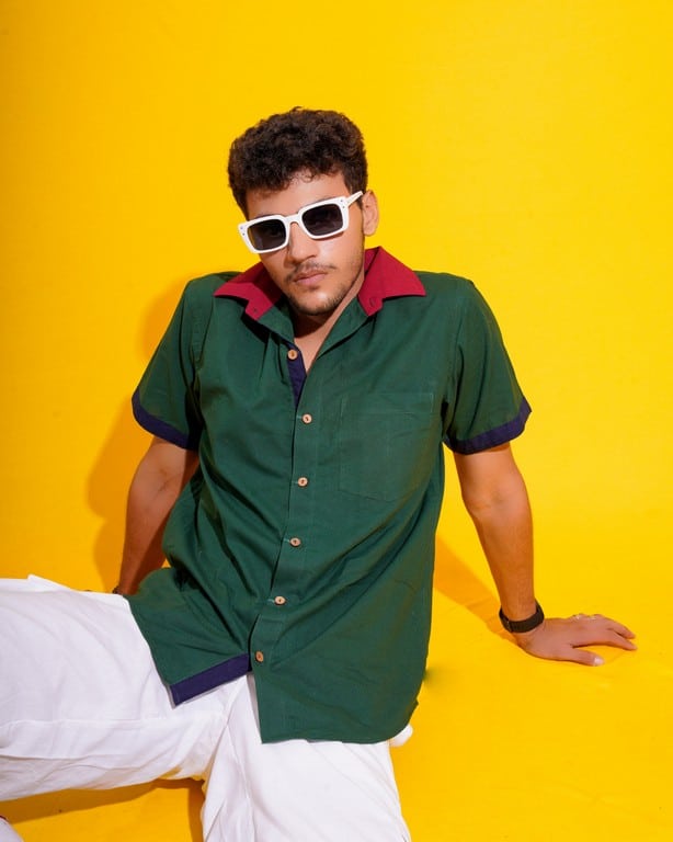 Bottle Green Contrast Shirt