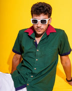 Bottle Green Contrast Shirt