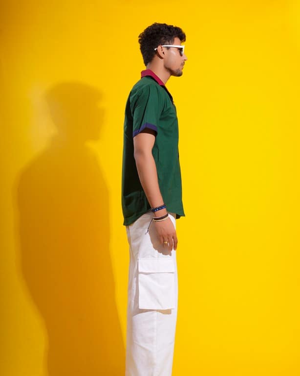 Bottle Green Contrast Shirt