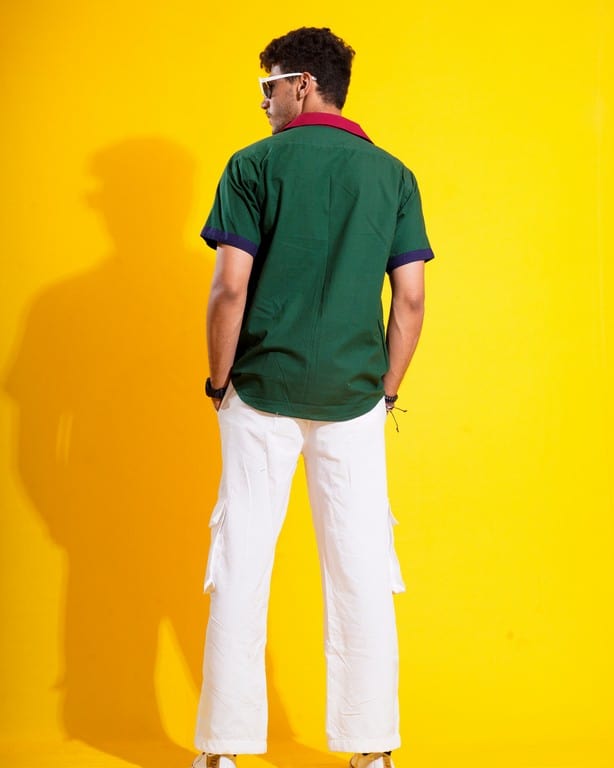 Bottle Green Contrast Shirt