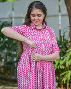 Leafing Pink Nursing Dress