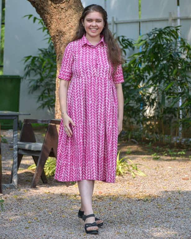 Leafing Pink Nursing Dress