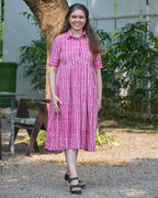 Leafing Pink Nursing Dress