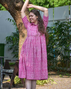 Leafing Pink Nursing Dress