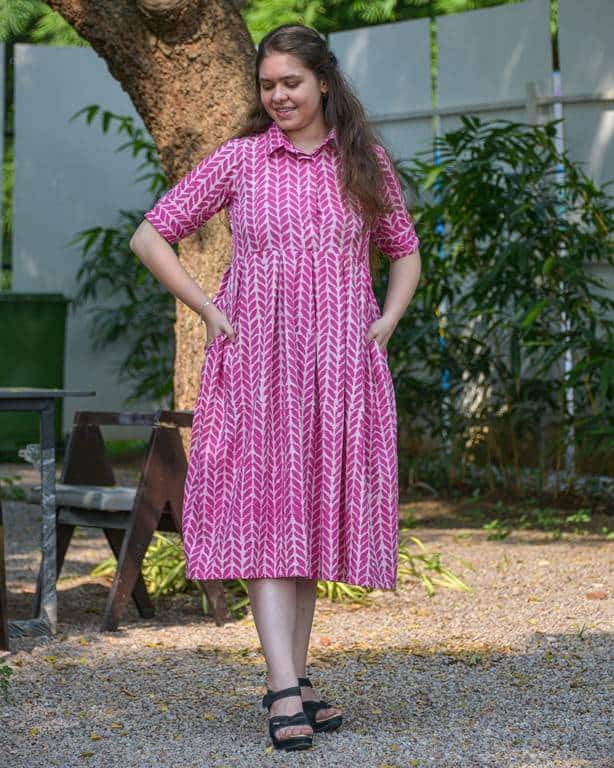 Leafing Pink Nursing Dress