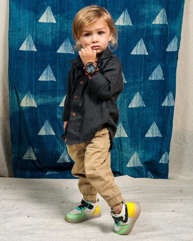 Grey Checkered Kids Shirt Secondary image