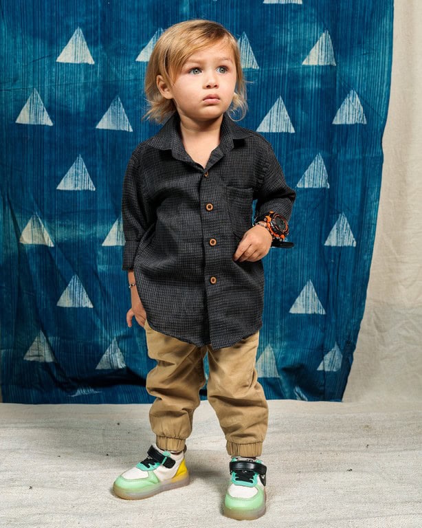 Grey Checkered Kids Shirt