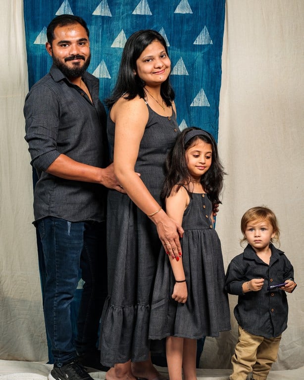 Grey Checkered Strappy Family Set