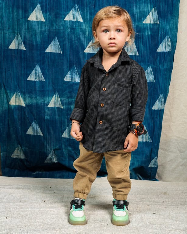 Grey Checkered Kids Shirt