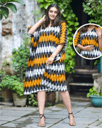Mustard Yellow Ikat Kaftan Nursing Dress