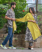 Noir Vine Angrakha Couple Set