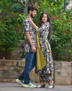 Noir Vine Angrakha Couple Set