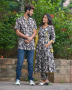 Noir Vine Angrakha Couple Set