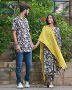 Noir Vine Angrakha Couple Set