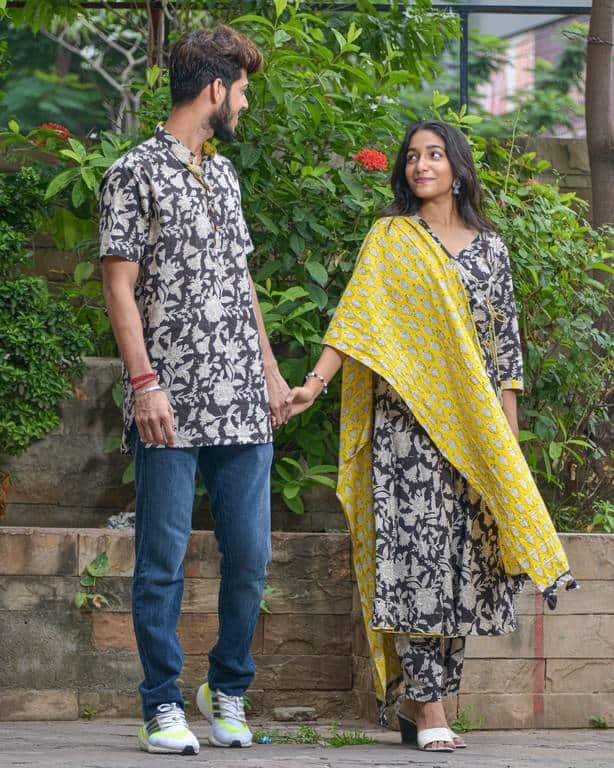 Noir Vine Angrakha Couple Set