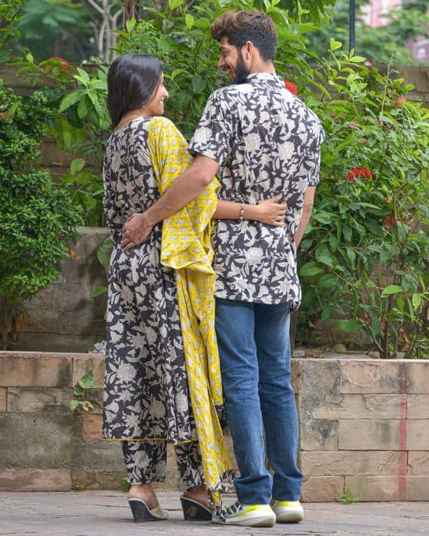Noir Vine Angrakha Couple Set