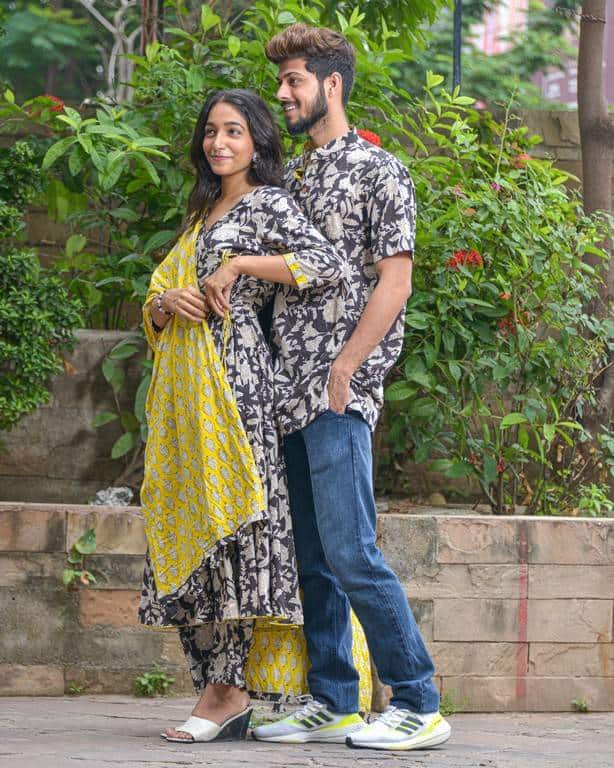 Noir Vine Angrakha Couple Set