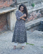 Black Floral Kiara Dawn Kurta Dress