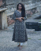 Black Floral Kiara Dawn Kurta Dress