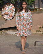 Orchid White Nursing Shirt Dress