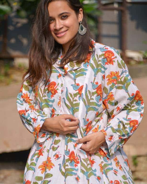 Orchid White Nursing Shirt Dress