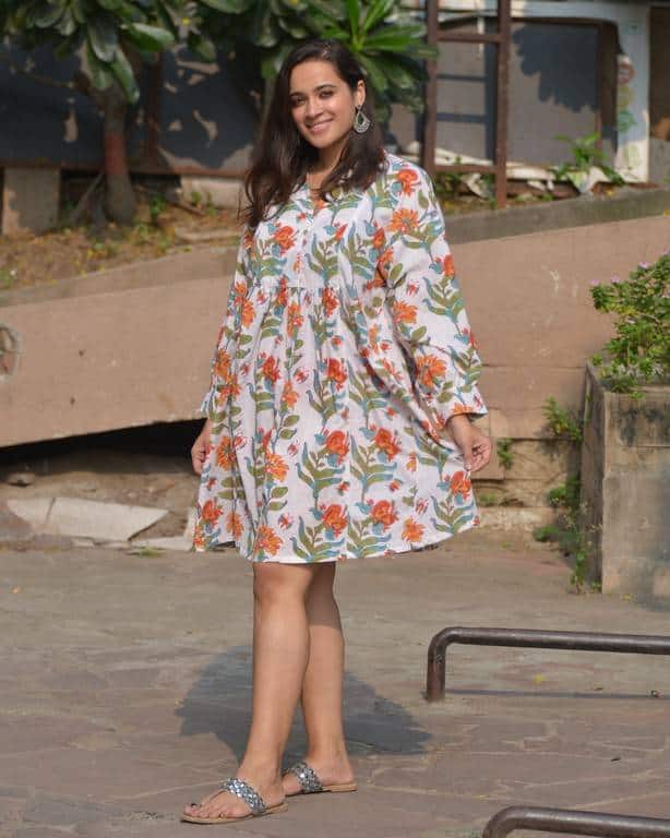 Orchid White Nursing Shirt Dress