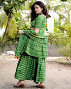 Green Ikat Sharara Kurta Set