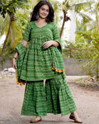 Green Ikat Sharara Couple Set