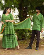 Green Ikat Sharara Family Set
