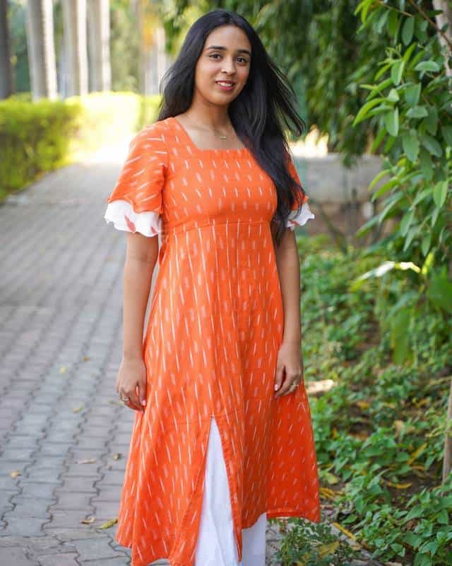 Orange Obsession Ikat Front Slit Nursing Dress