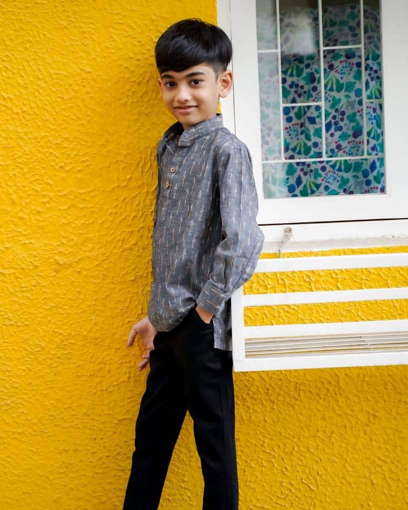Grey Glorious Kids Kurta