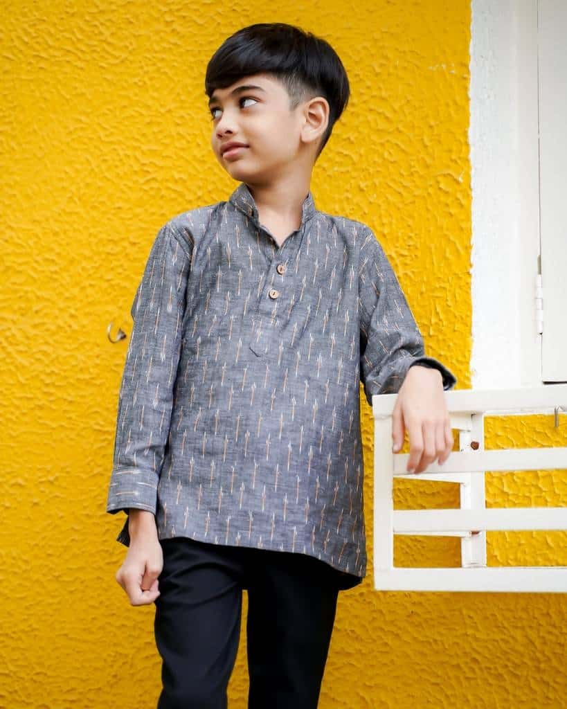 Grey Glorious Kids Kurta