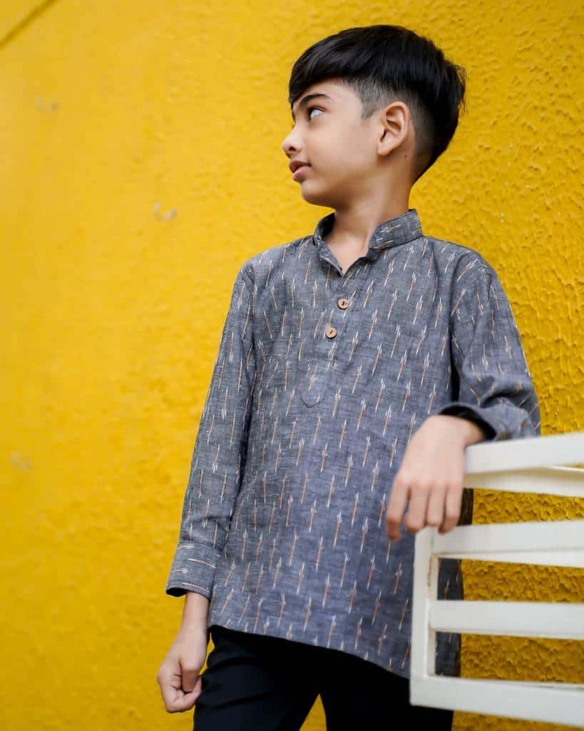 Grey Glorious Kids Kurta Secondary image