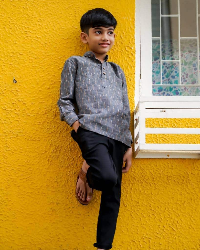 Grey Glorious Kids Kurta