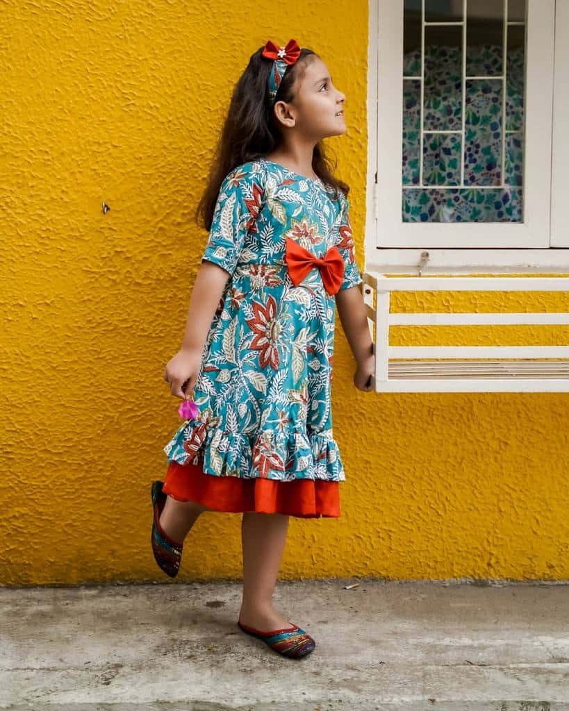 Foliate Frill Kids Dress